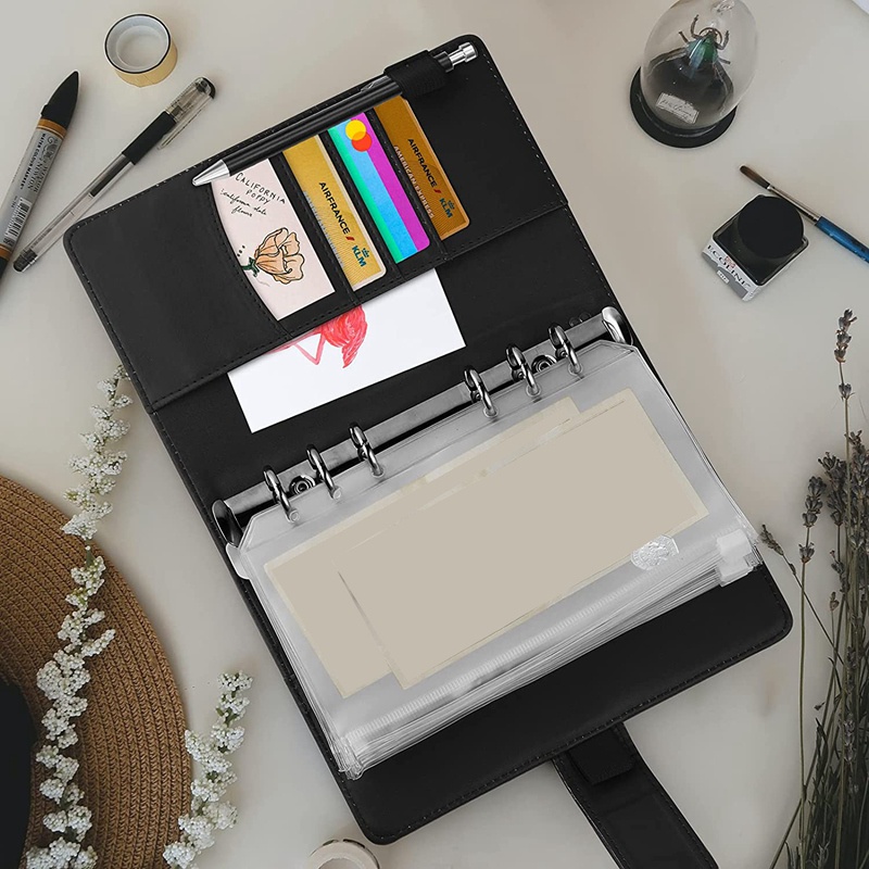 Set 25 bìa đựng tiền khổ A6 bằng da PU màu đen