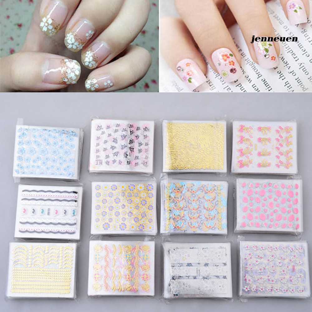 [Hàng mới về] Set 10 tờ nhãn dán họa tiết hoa trang trí móng