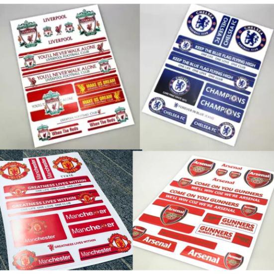 Bộ sticker Decal dán xe, laptop, điện thoại, mũ bảo hiểm...clb bóng đá arsenal chelsea MU Liverpool