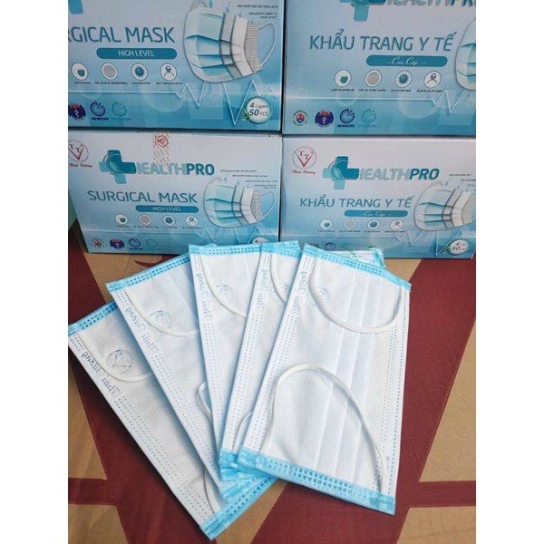 Khẩu trang y tế cao cấp Thái Tường - hộp 5 túi x 10 cái màu xanh