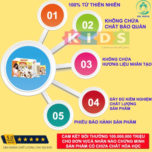 Ngũ cốc bầu, ngũ cốc siêu dinh dưỡng Lạc Lạc, có hạt Sachi siêu dinh dưỡng cho bé (hộp/30 gói/600g)