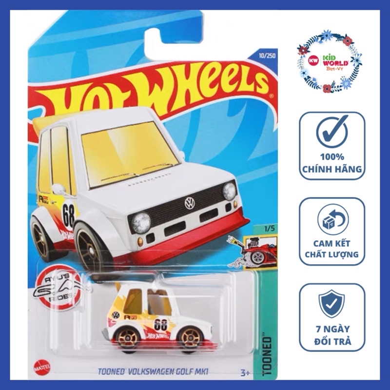 Xe mô hình Hot Wheels basic Tooned Volkswagen Golf MK1 HCT27, 40K.