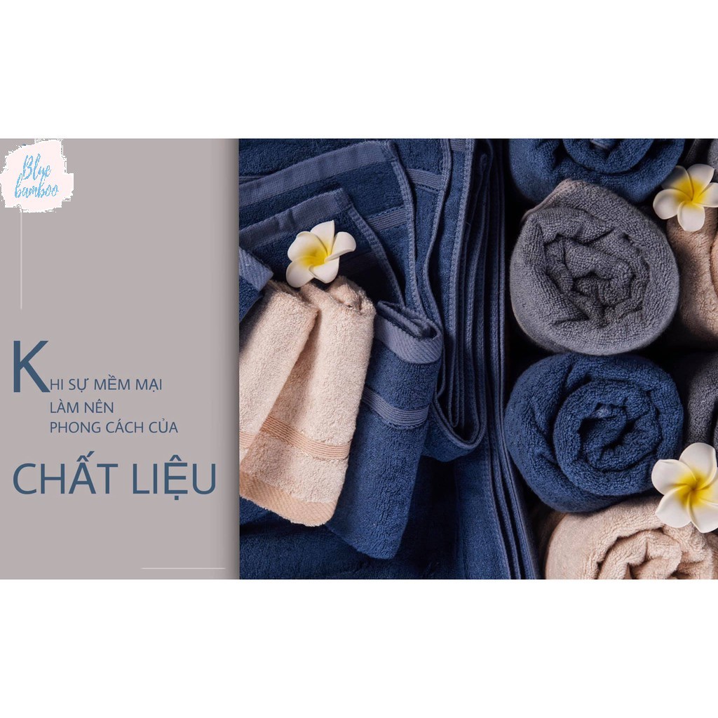 Khăn tắm sợi tre BlueBamboo cao cấp 60x120 mềm mại_thấm hút vượt trội_bền màu_Cam kết đổi trả