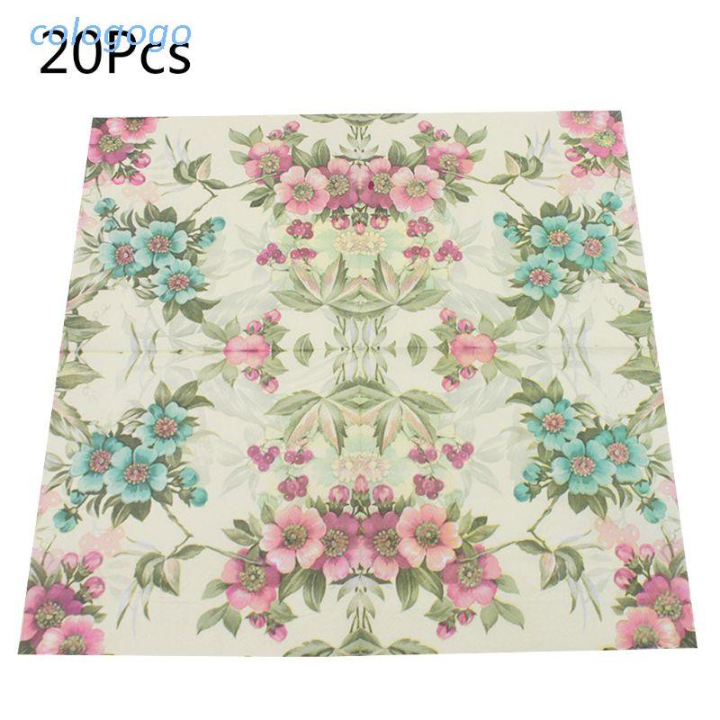 Set 20 Khăn Giấy Ăn Dùng Một Lần In Họa Tiết Hoa