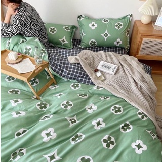 Trọn Bộ 4 Món Chăn Ga Gối Mền Cotton Poly - Thương Hiệu 🌸EVILY🌸-Mẫu HỌA TIẾT HOA XANH Siêu Xinh - EvilyDecor
