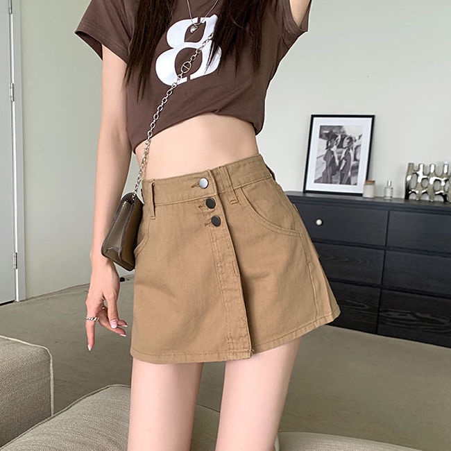 Jiashucheng Chân Váy Jean Chữ A Eo Cao Thời Trang Mùa Hè Dành Cho Nữ