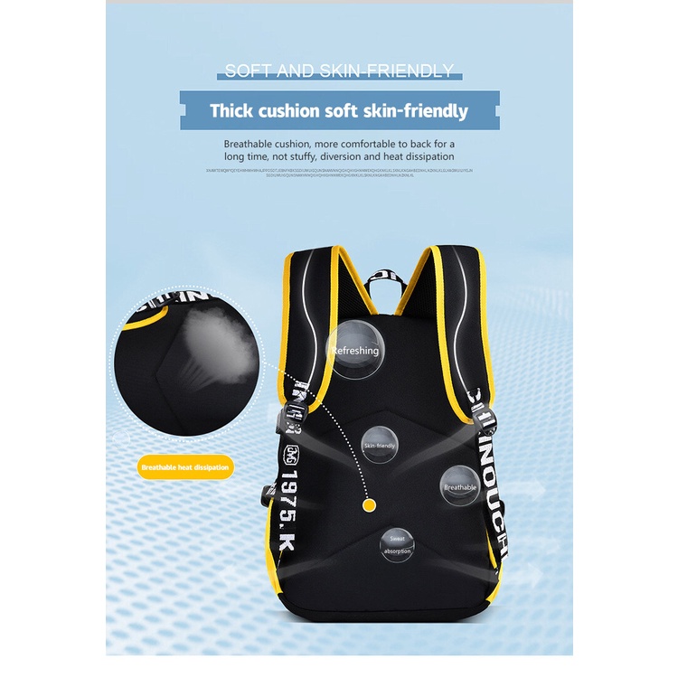 Balo đi học YADOU nhẹ in hình Pikachu Luffy One Piece dễ thương bảo vệ cột sống chống thấm nước cho học sinh