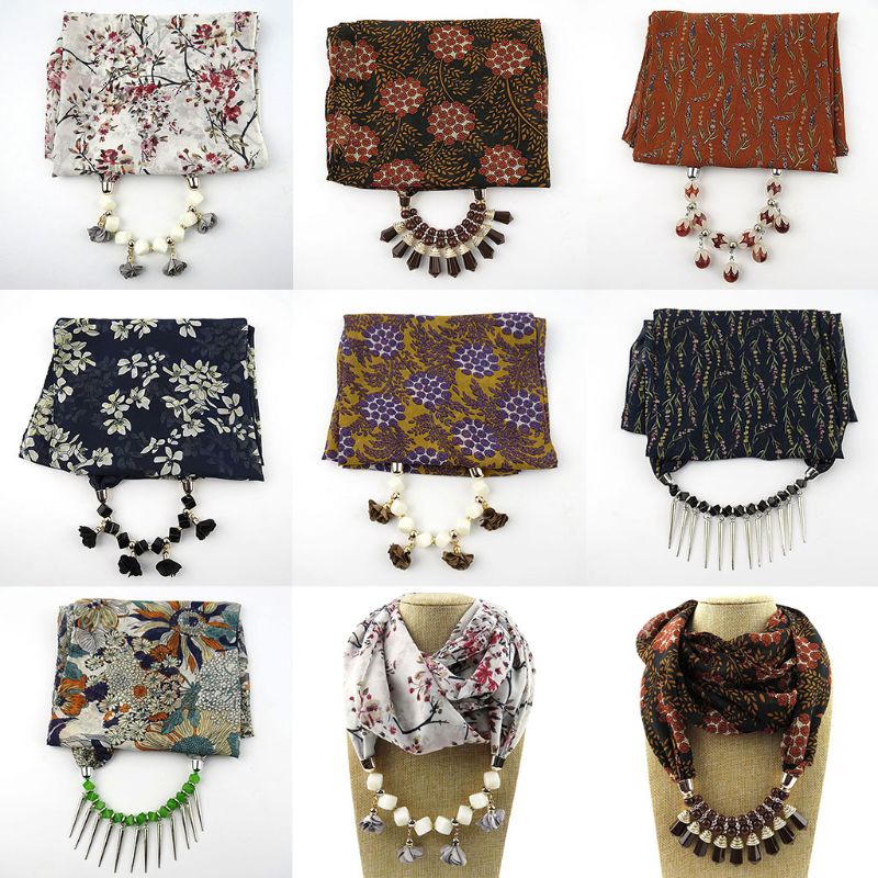 Khăn Quàng Cổ 180x48cm In Họa Tiết Cách Điệu Trang Nhã Dành Cho Nữ