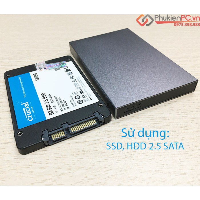 Box SSD HDD 2.5 to Type C vỏ nhôm, biến SSD thành ổ cứng di động