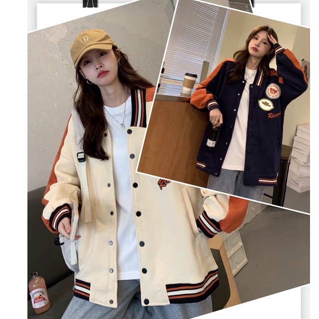 Áo Khoác Nỉ Bomber Nam Nữ, Áo Khoác Quảng Châu Unisex Varsity Form Rộng Ulzzang Kiểu Dáng Trẻ Trung | BigBuy360 - bigbuy360.vn