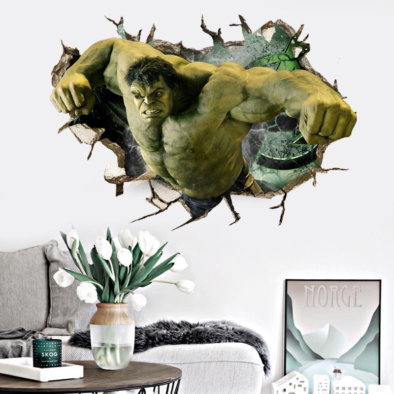 Decal dán tường Họa Tiết 3D Hình Siêu Anh Hùng Avengers Hoạt Hình Dùng Trang Trí Phòng Cho Trẻ Nhỏ