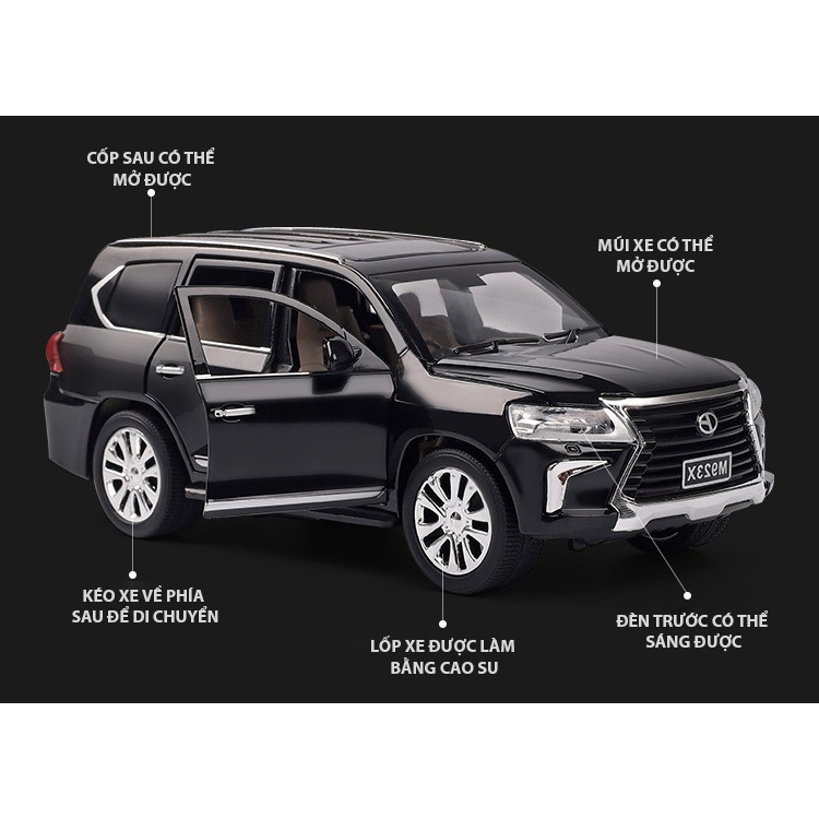 Xe mô hình hợp kim Lexus LX570 tỉ lệ 1:24, 2 màu Đen, Trắng