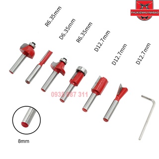 BỘ 6 MŨI PHAY GỖ CỐT 8MM
