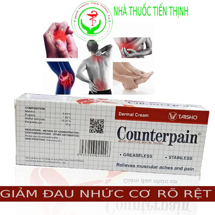 Kem bôi da Counterpain Dược Hậu Giang, giảm đau nhức cơ Tuyb 30g - 5g