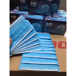 Hộp 50 chiếc Khẩu Trang Y Tế AMI Mầu Xanh 4 lớp,Than Hoạt Tính Kháng Khuẩn (hộp 50 chiếc)1xanh