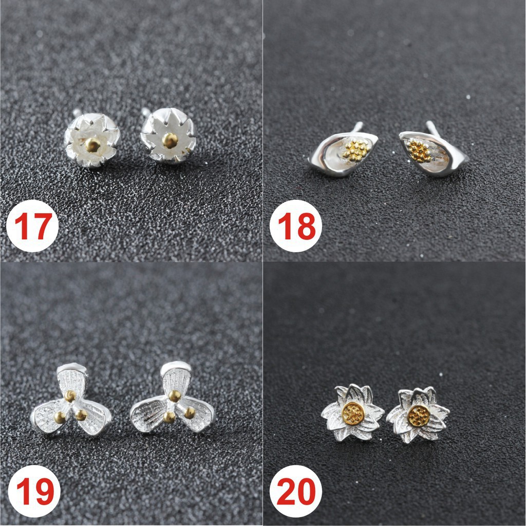 Hoa tai Xi Bạc 925 phong cách Hàn Quốc