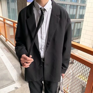 Áo khoác nam dáng suông áo khoác cổ vest dáng rộng cho nam