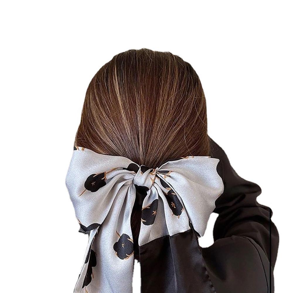 JARRED Dây Buộc Tóc Vải Satin Co Giãn In Họa Tiết Hoa Xinh Xắn Phong Cách Hàn Quốc