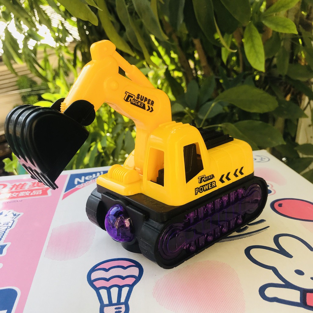 Xe máy xúc, xe công trình có nhạc và đèn cho bé