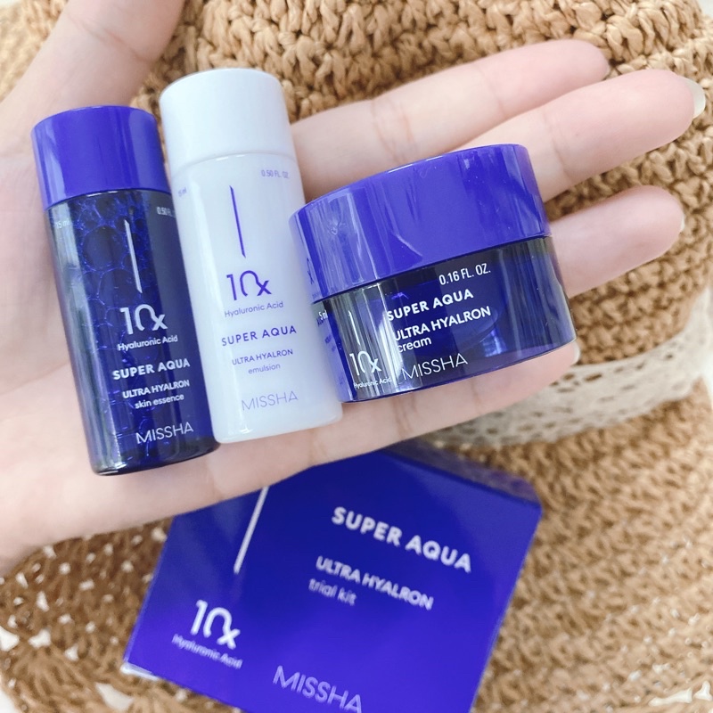 [ minisize ]  Bộ dưỡng cấp ẩm, chống lão hóa Missha Super Aqua 10x Hyaluronic Acid Ultra Hyalron Trial Kit