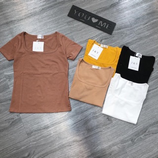 Áo phông cổ U vải zip nhiều màu