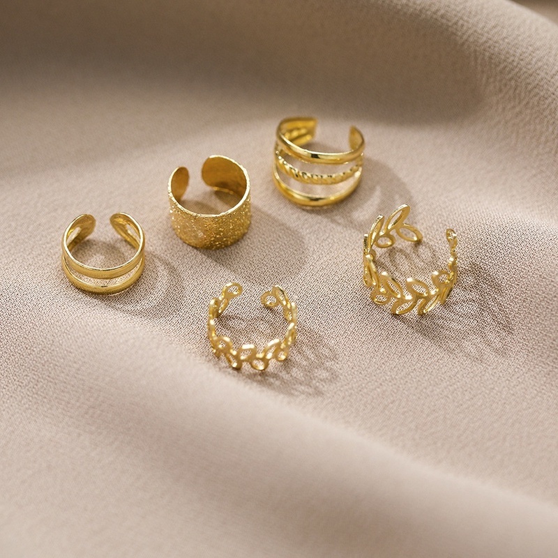 Set 5 Khuyên Tai Nữ Hình Chiếc Lá Thời Trang