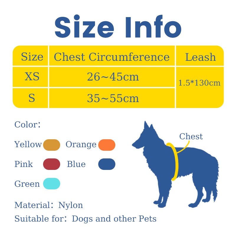 HamshMoc Bộ dây dắt thú cưng đi dạo bằng nylon mềm bền có thể điều chỉnh