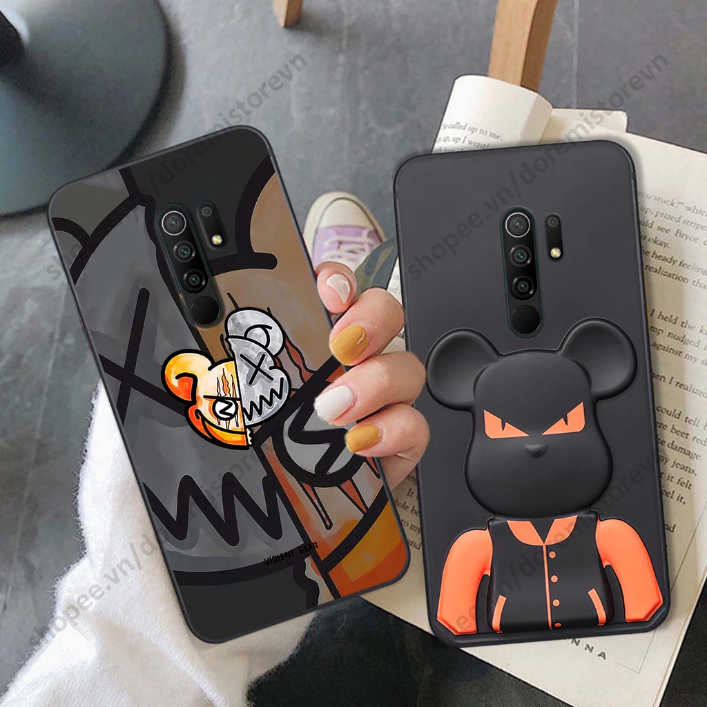 Ốp lưng Xiaomi Redmi 9 hình kaws, kith, bear brick nổi 3D phong cách độc đáo