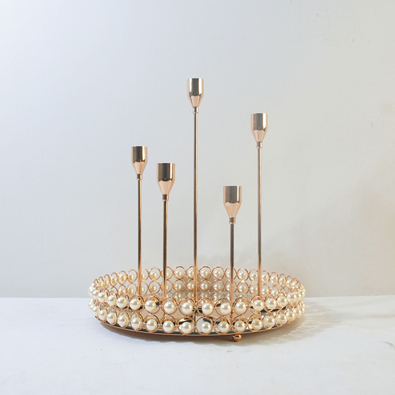 Bộ 3 Chân Nến Bằng Kim Loại Sang Trọng Trang Trí Bàn Làm Việc / Tiệc Cưới / Nhà Cửa