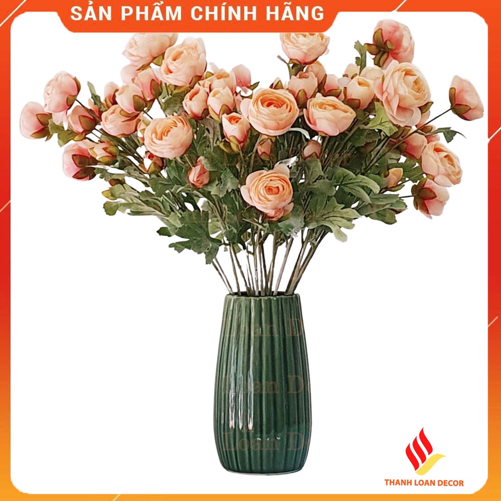 Lọ hoa gốm sứ Bát Tràng men xanh ngọc cao 27 cm - Bình gốm decor trang trí nhà đẹp