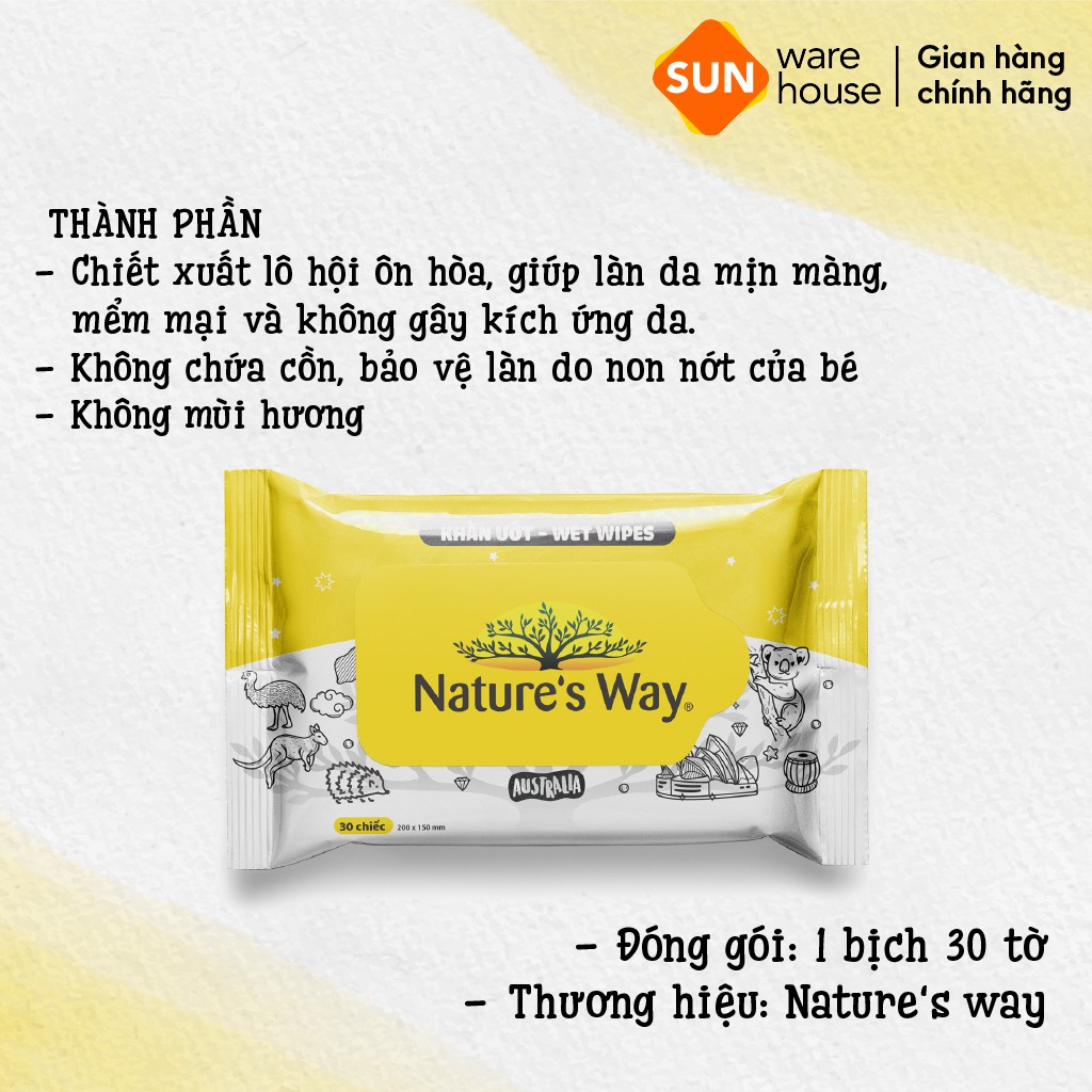 Khăn Giấy Ướt NATURE'S WAY Không Mùi, An Toàn Cho Da Của Bé Cao Cấp