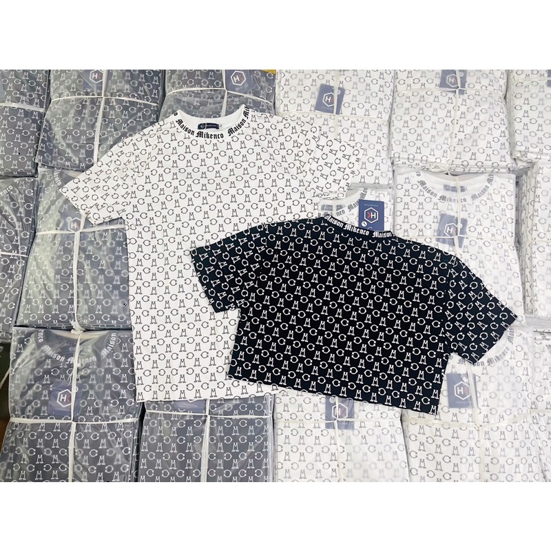 Áo thun cổ tròn Mikenco Monogram chất cotton xịn đẹp, Áo thun Mikenko nam nữ hoạ tiết 5D hot 2022