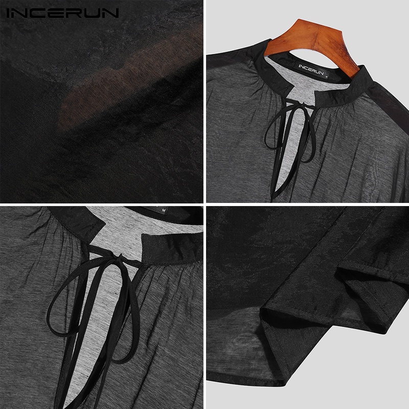 Áo sơ mi Incerun tay dài cổ V thời trang dễ phối đồ cho nam