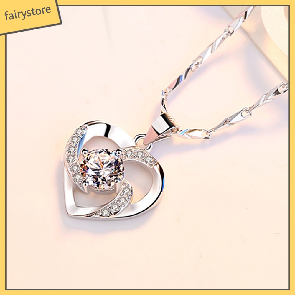 Mặt dây chuyền hình trái tim đính đá kiểu dáng thời trang cho nữ