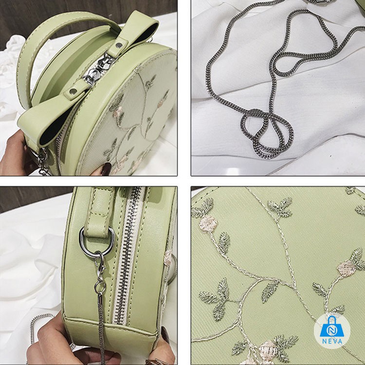 [SALE HOT] Túi hộp tròn đeo chéo thêu hoa siêu xinh NEVA8901 | BigBuy360 - bigbuy360.vn