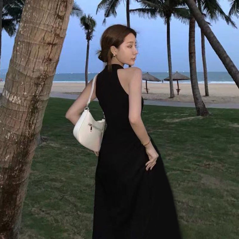 Đầm Dự Tiệc Dáng Dài Màu Đen Phong Cách Pháp Quyến Rũ