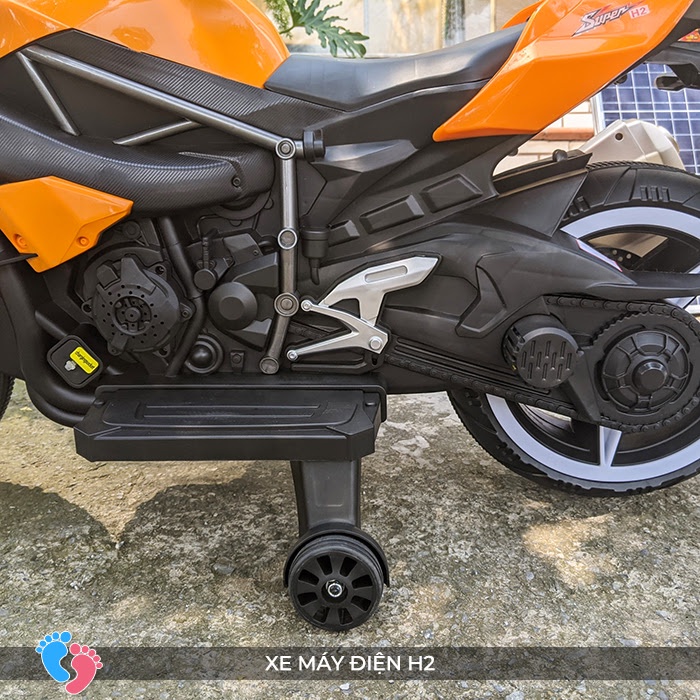 Xe môtô điện xe máy điện thể thao trẻ em loại to H2 có đèn bánh xe, bluetooth