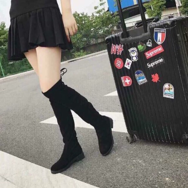 XẢ KHO  Bốt đùi nữ, gót bệt 3 phân, chất da lộn, hàng Quảng Châu