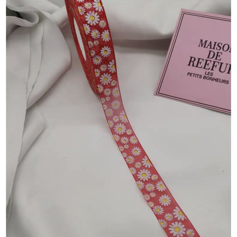 5m ruy băng voan hoa cúc 2,5cm