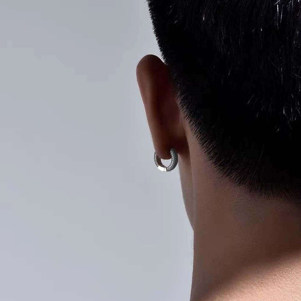 Bông Tai Dạng Vòng Hình Tròn Dát Đá Đơn Giản|Khuyên Tai Phong Cách Hàn Quốc