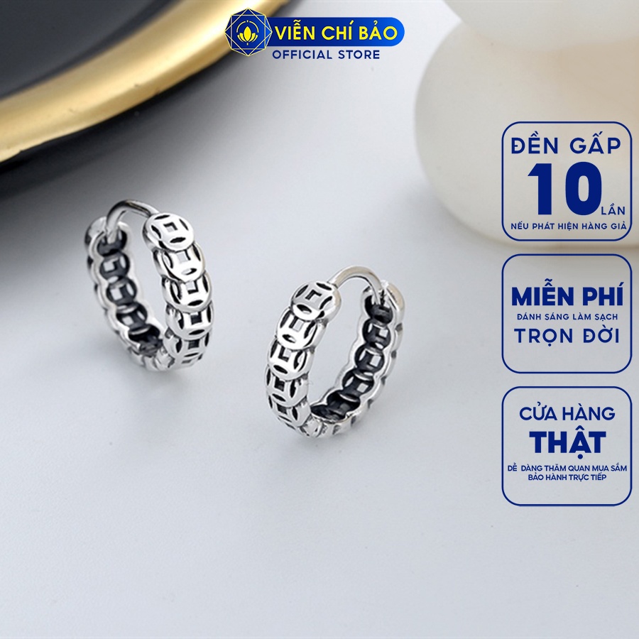 Bông tai bạc nữ kim tiền tròn chất liệu Bạc S925 thời trang phụ kiện trang sức nữ thương hiệu Viễn Chí Bảo B000220