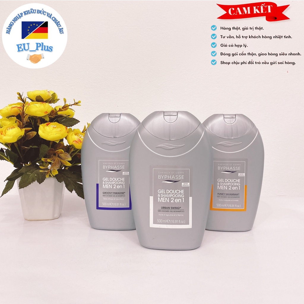 [TÂY BAN NHA] Tắm Gội Nam Byphasse Douche Shampooing Men 2in1 500ml