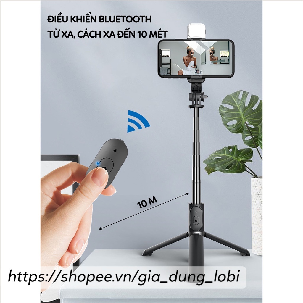 Gậy chụp ảnh 3 chân có đèn led Q02S gậy tự sướng selfie chụp hình bluetooth điều khiển từ xa xoay nhiều góc độ