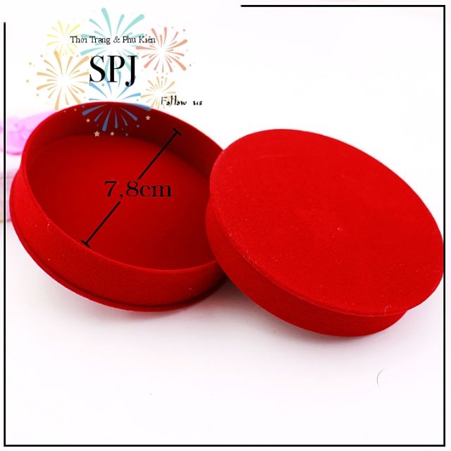 Hộp Trang Sức Nhung Đỏ Hình Tròn Đựng Vòng Tay