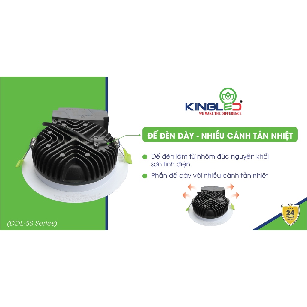 Đèn led trang trí downlight âm trần KINGLED Diamond 10W 15W siêu sáng tiếp kiệm điện năng