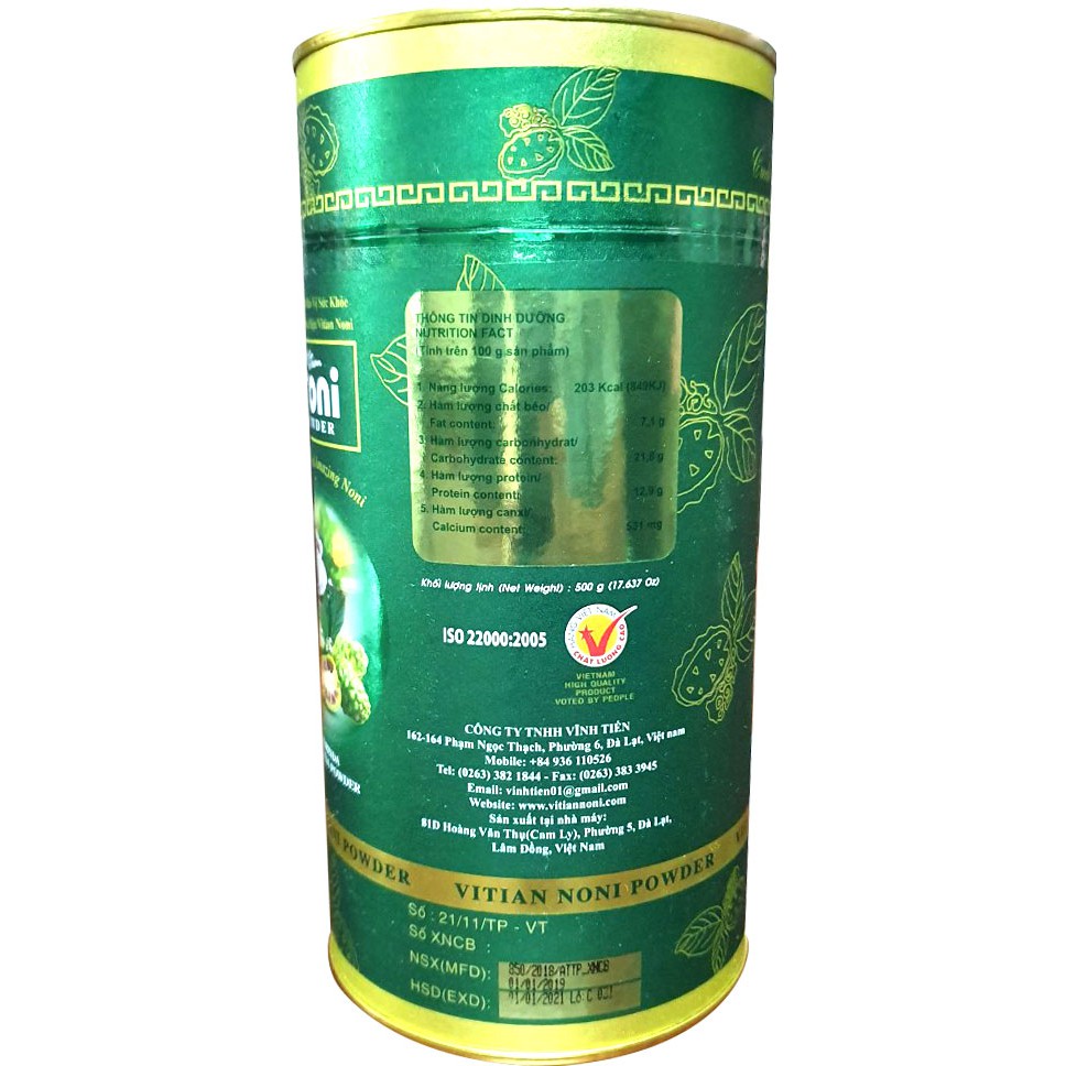 Tinh bột quả nhàu nguyên chất lon 500gr