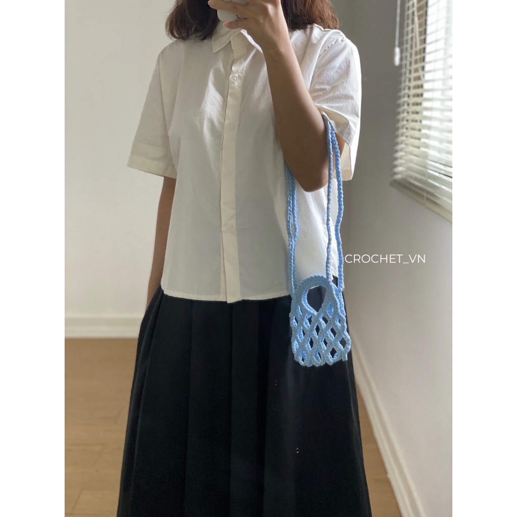 Túi lưới đan móc thủ công, hot trend thời trang, kèm túi vải rút để đồ, chụp hình, đi chơi du lịch
