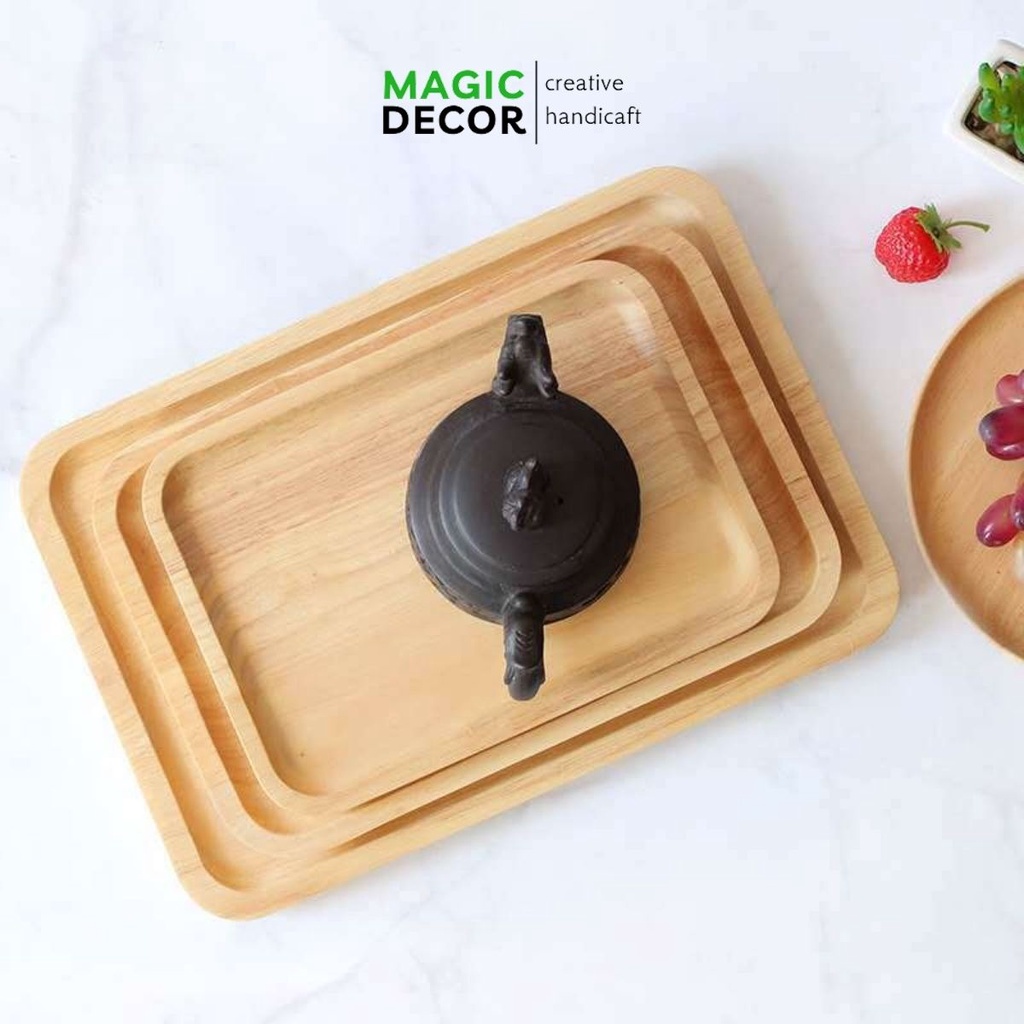 Khay Gỗ Chữ Nhật tần bì Đựng Đồ Ăn Nhiều Kích Thước - Magichomedecor