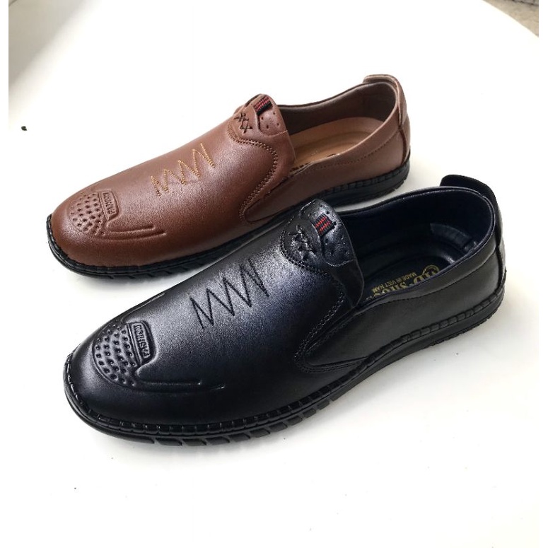 Giày lười nam da bò thật nguyên tấm..đế cao su êm..size từ 37-42..bảo hành 1 năm