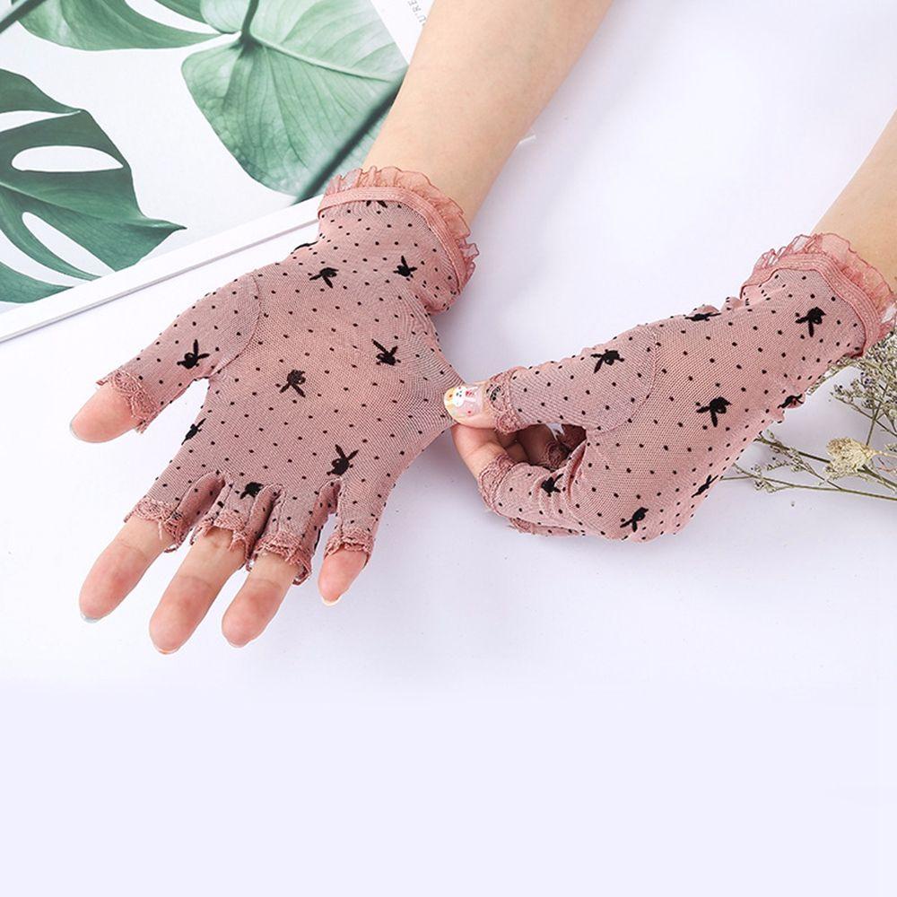 DARNELL Găng Tay Lái Xe Chống Nắng Hoạ Tiết Chấm Bi Phong Cách Gothic Cổ Điển
